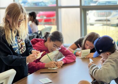 A group of youth indoors learning about climate change